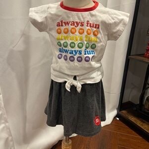 M&M’s 2PC Outfit Girls 4T Rainbow Graphic Tee Skirt Set Casual Cute